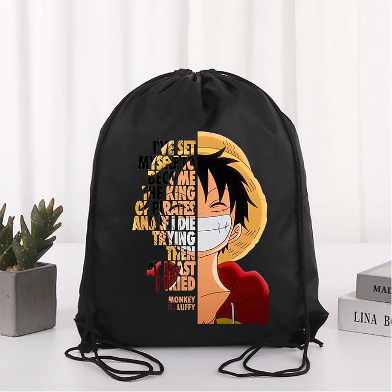 One Piece Drawstring Bag Men Sport Hiking String Pocket Clothes Shoes Storage Waterproof Luffy Zoro Anime Printed Backpack Gift
