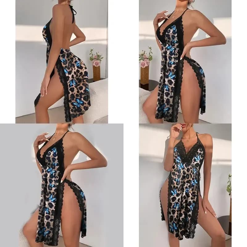Sexy Women's Plus Size Loose Nightgown Slit Pajamas Home Sleepwear
