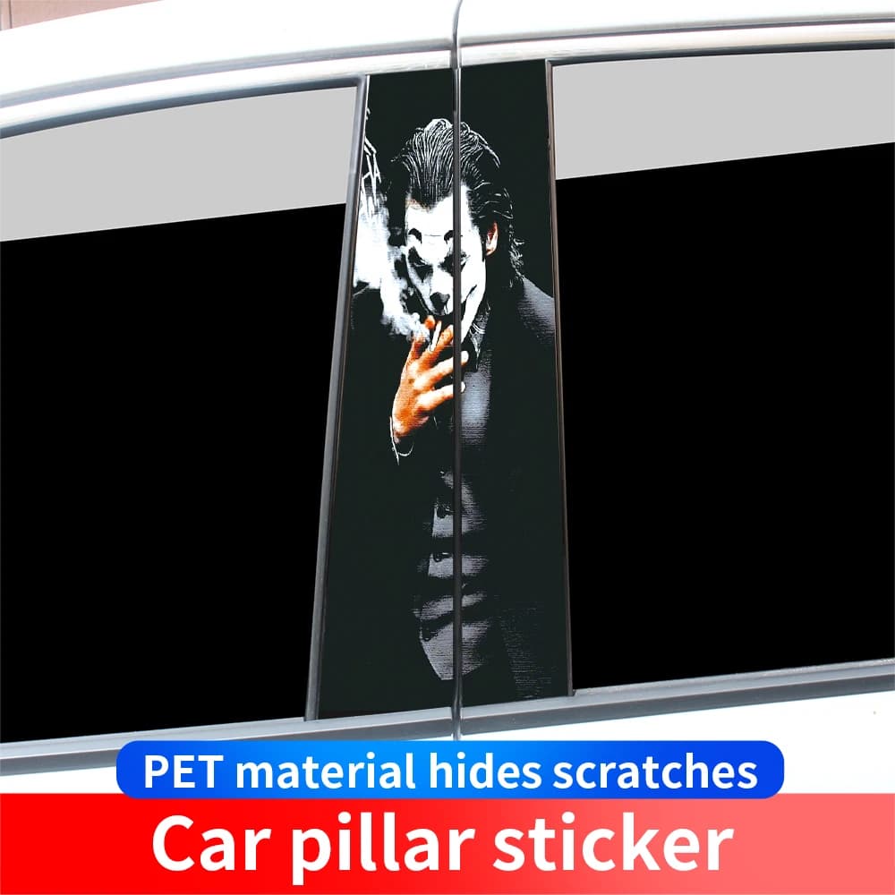 Adesivi per auto Joker Divertenti fai da te Auto B-pilar Protezione solare impermeabile Decorazione Copertura Graffi Carta da gioco Decalcomanie in vinile Accessori