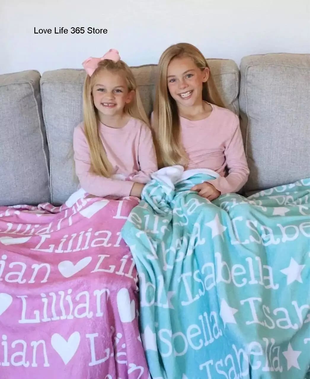 35 colori Nome personalizzato Testo Coperta di flanella Coperte stampate con cuori e amore Coperta morbida per bambini Adulti Leggera