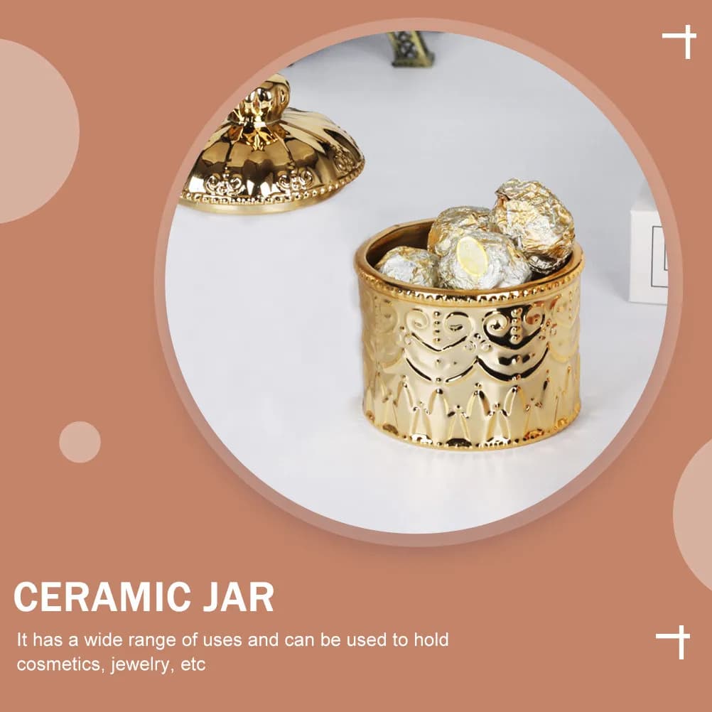 Embossment Jewelry Storage Jar Ceramic Decorative Desktop Holder for Jewelry Accessories Snacks Dried Fruit Multifunctional