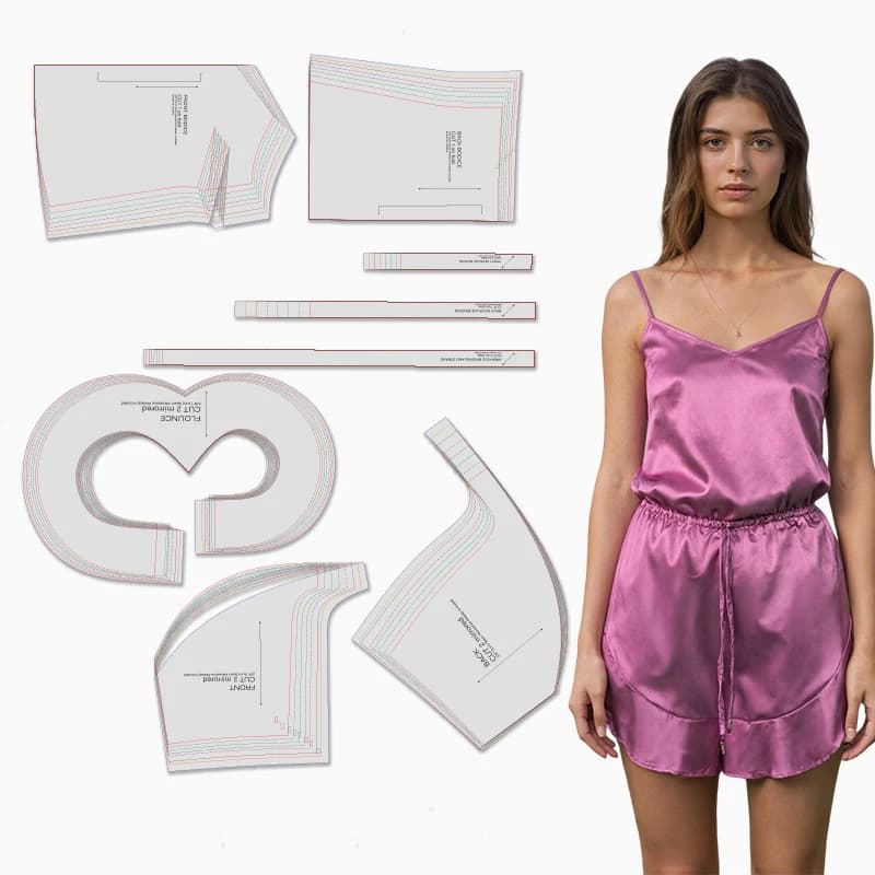 Modelli di cucito per set pigiama da donna in 8 taglie (XXS-XXXL), kit da cucito per principianti per abbigliamento da donna