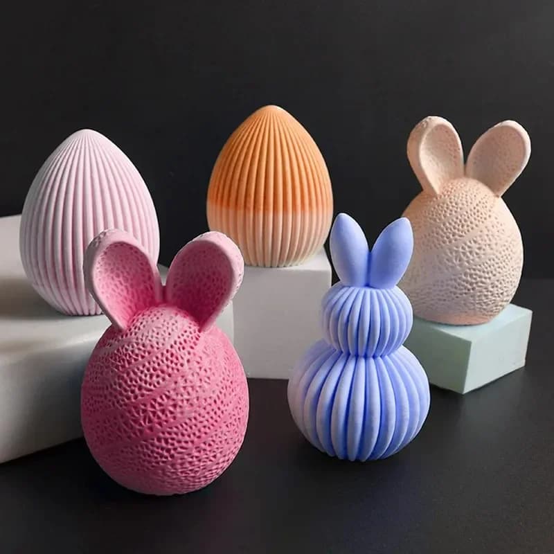 3d stripe rabbit silicone mold diy easter egg bunny aromath soap candle molds plaster resin craft diy clay molds home decor
