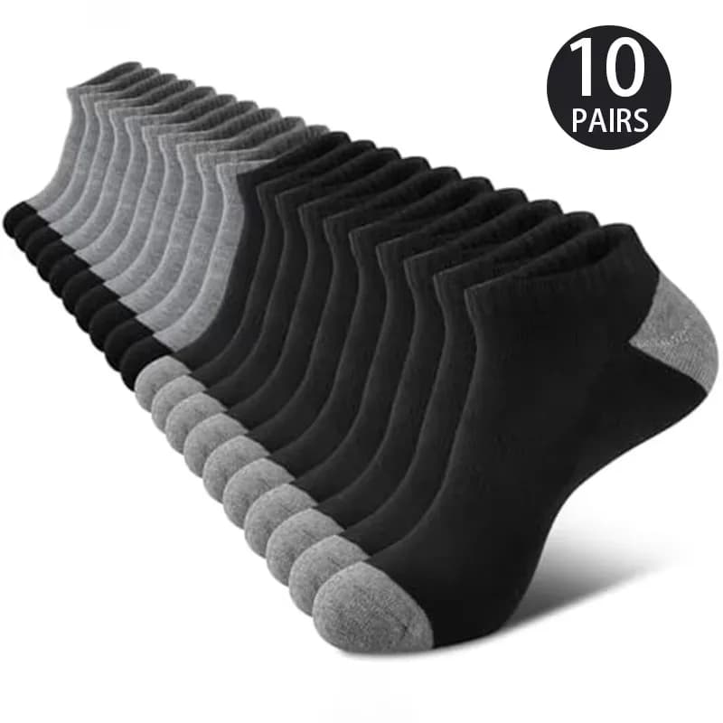 10 pairs of comfortable and breathable socks, which absorb sweat, odor, low-cut, in solid colour, suitable for outdoor activities