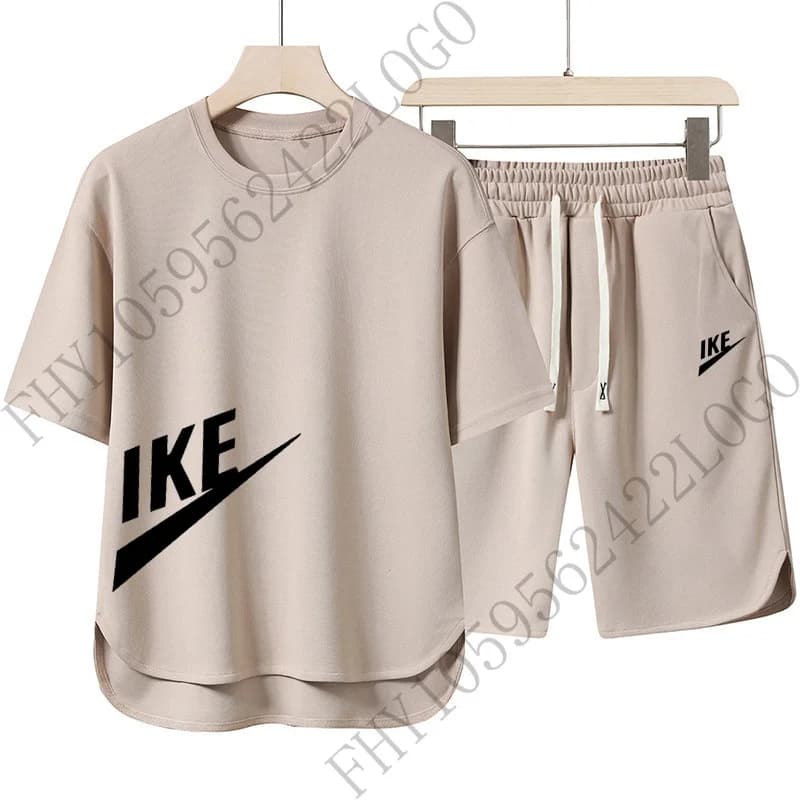 Men's summer set with breathable printed casual t-shirt and shorts - sports suit two pieces for fitness, jogging and basketball