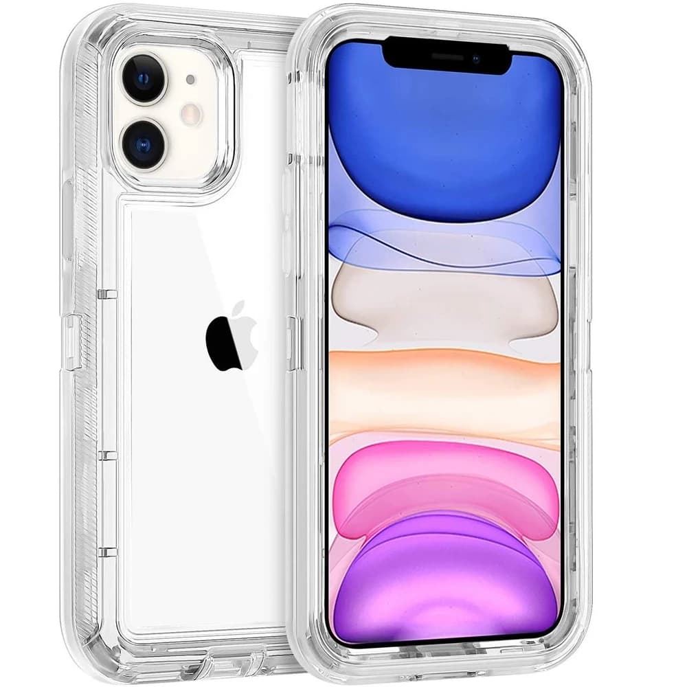 Custodia rigida resistente 3IN1 trasparente antiurto di livello militare per iPhone 14 13 11 15 16 Pro Max MINI X XR XSMAX SE 6 7 8Plus
