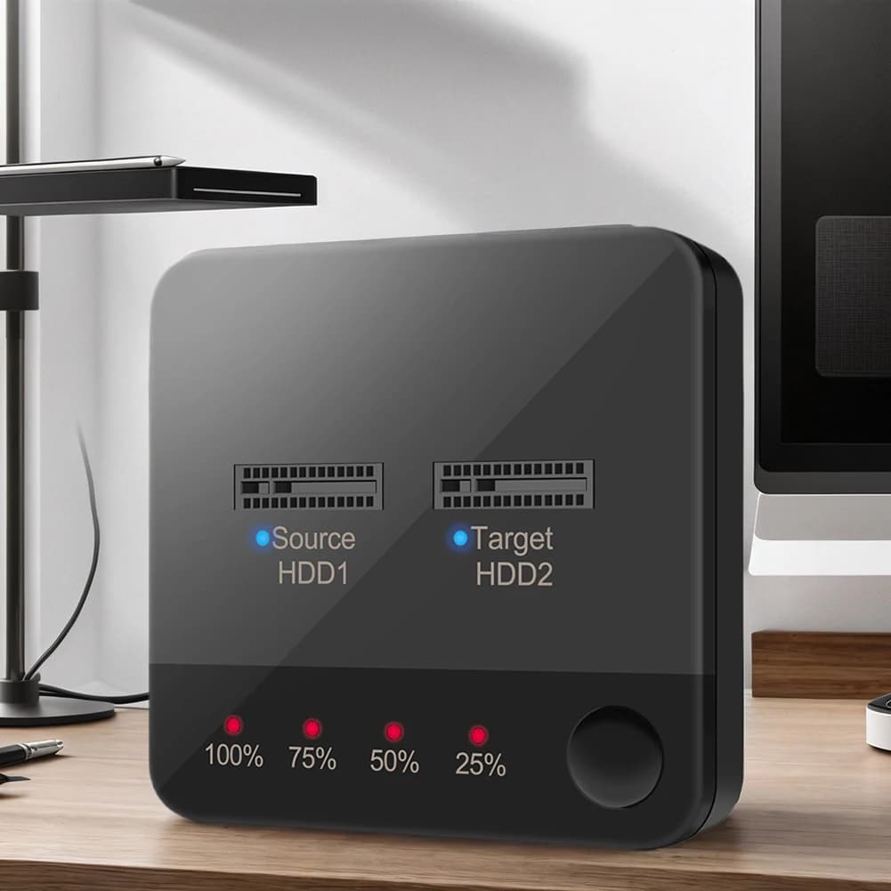 Copiatrice per disco rigido a doppia via M.2 SATA/NVMe con indicatore LED Duplicatore per docking station Lettura del duplicatore SSD M.2 per i dati del negozio