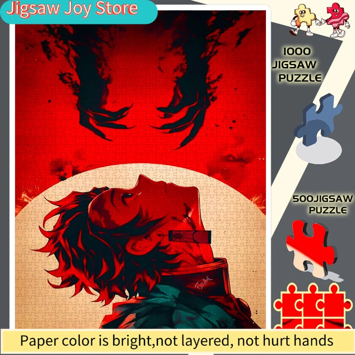 Demon Slayer: Ragazzo Rosso che Guarda la Mano del Demone, una Scelta Perfetta per gli Appassionati. Puzzle di Carta - Puzzle Educativi