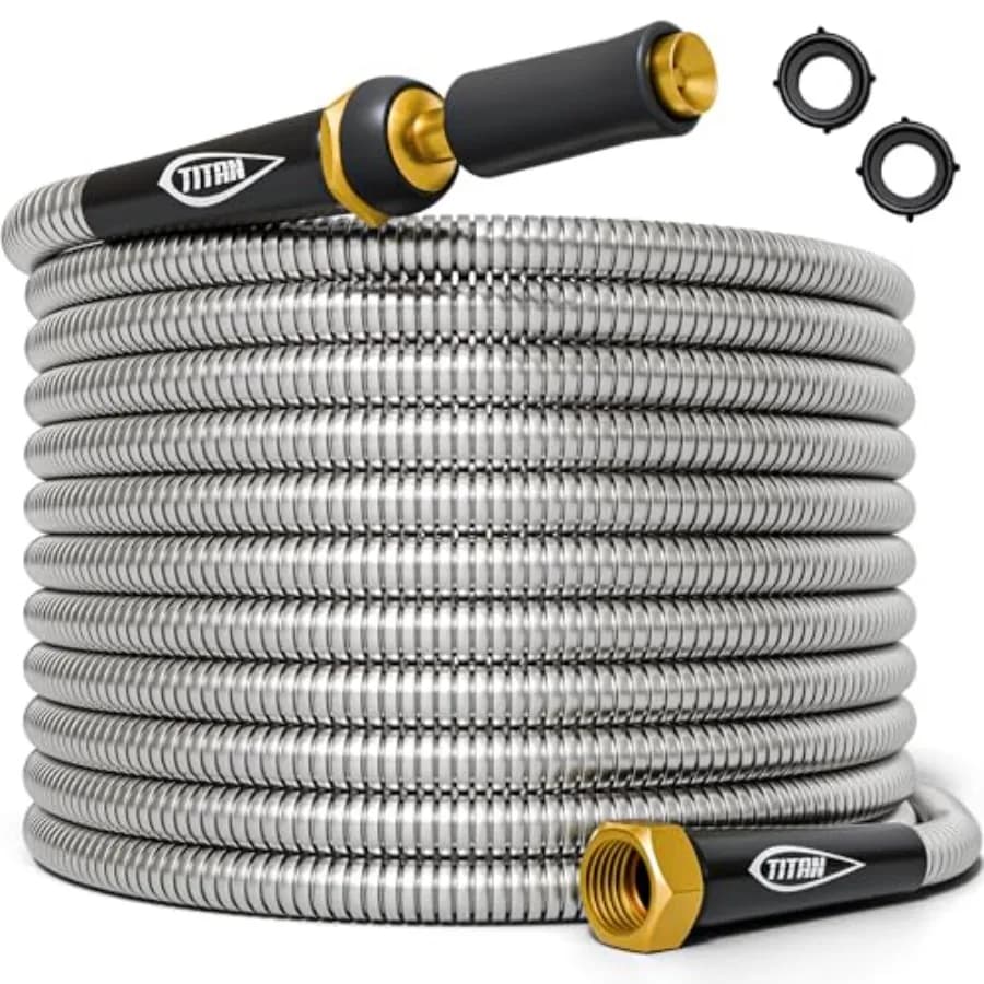Tubo da Giardino 30m - Tubo Flessibile in Acciaio Inox 304 Anti-Piega Leggero Durevole Resistente alle Schiacciate con Raccordi Facili da Installare