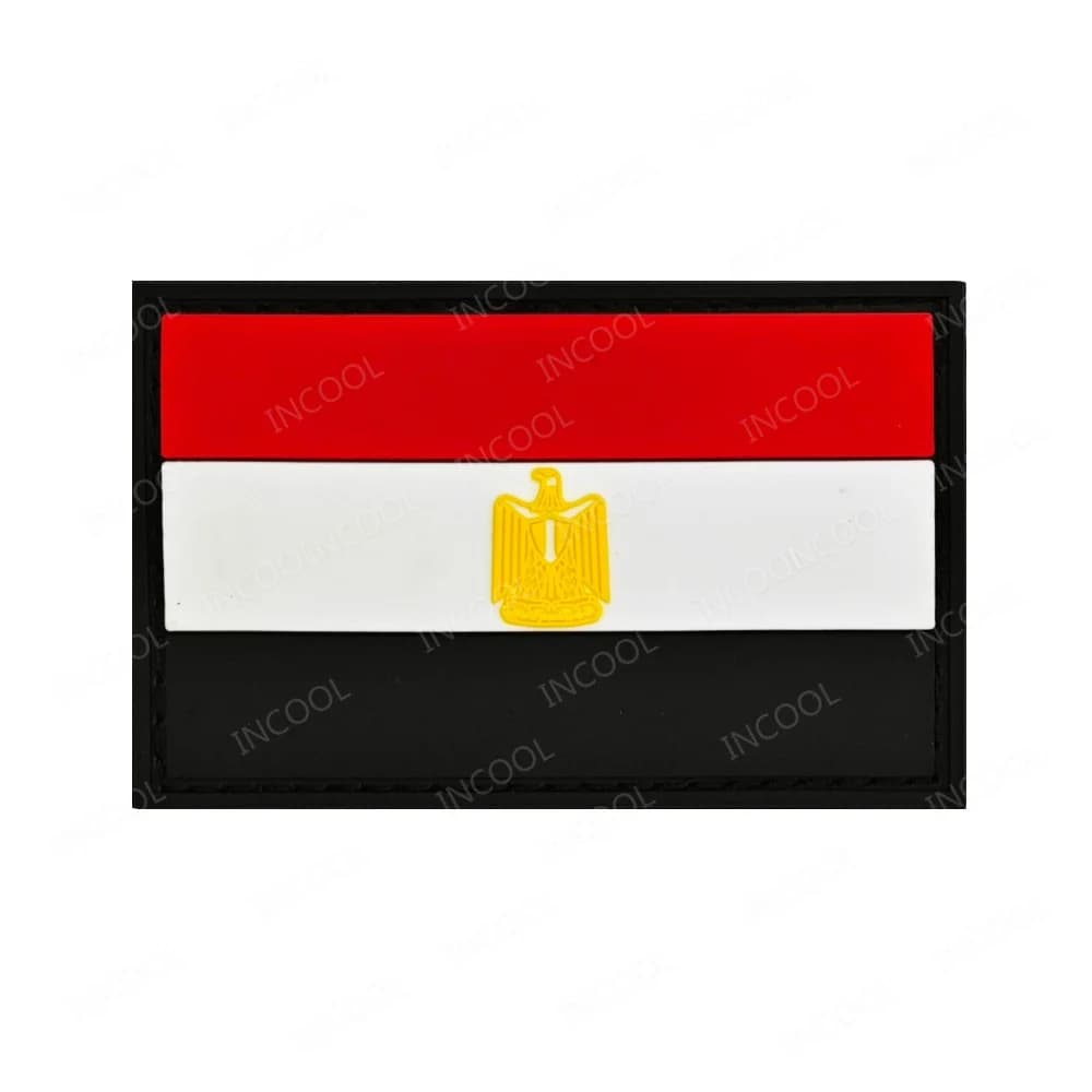 Toppa in gomma PVC con bandiera egiziana Bandiere egiziane Toppe ricamate dorate Applicazioni decorative per spalle per borsa zaino per abbigliamento