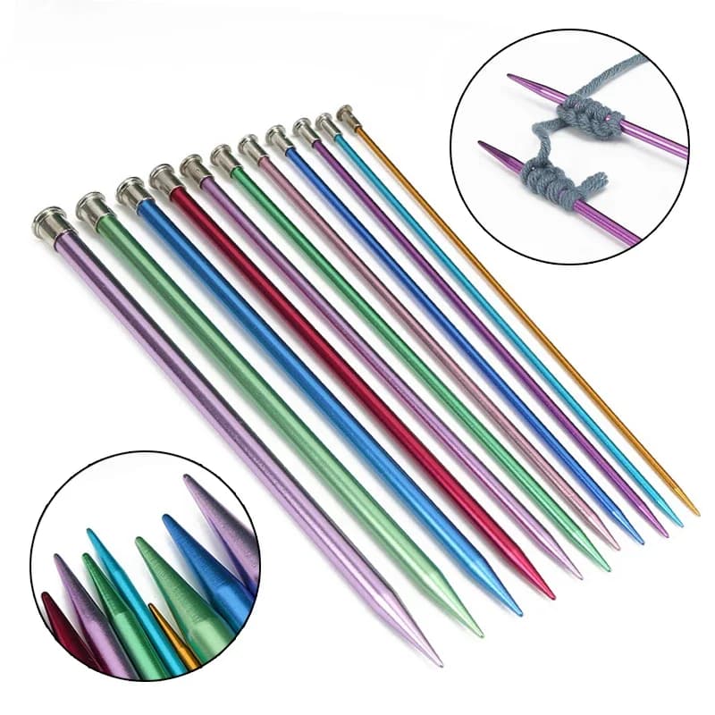 Aghi per maglieria dritti in alluminio da 3-10 mm Uncinetto a punta singola Maglione Tessuto Aghi lavorati a maglia Spilli artigianali a caso 25 cm