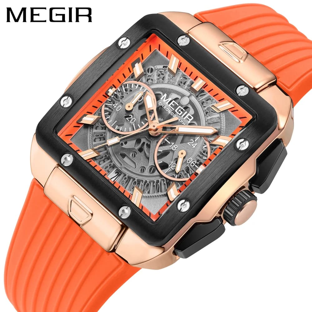 MEGIR Orologio cronografo al quarzo da uomo Moda impermeabile luminoso sportivo orologio da polso multifunzionale cinturino in silicone data automatica
