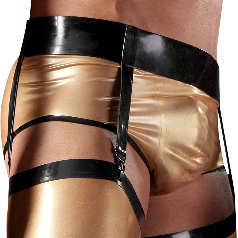 Bauli sexy in lattice dorato e nero con giarrettiere per stockigns Boxer in gomma Pantaloncini da ragazzo Mutande a vita bassa Biancheria intima 165