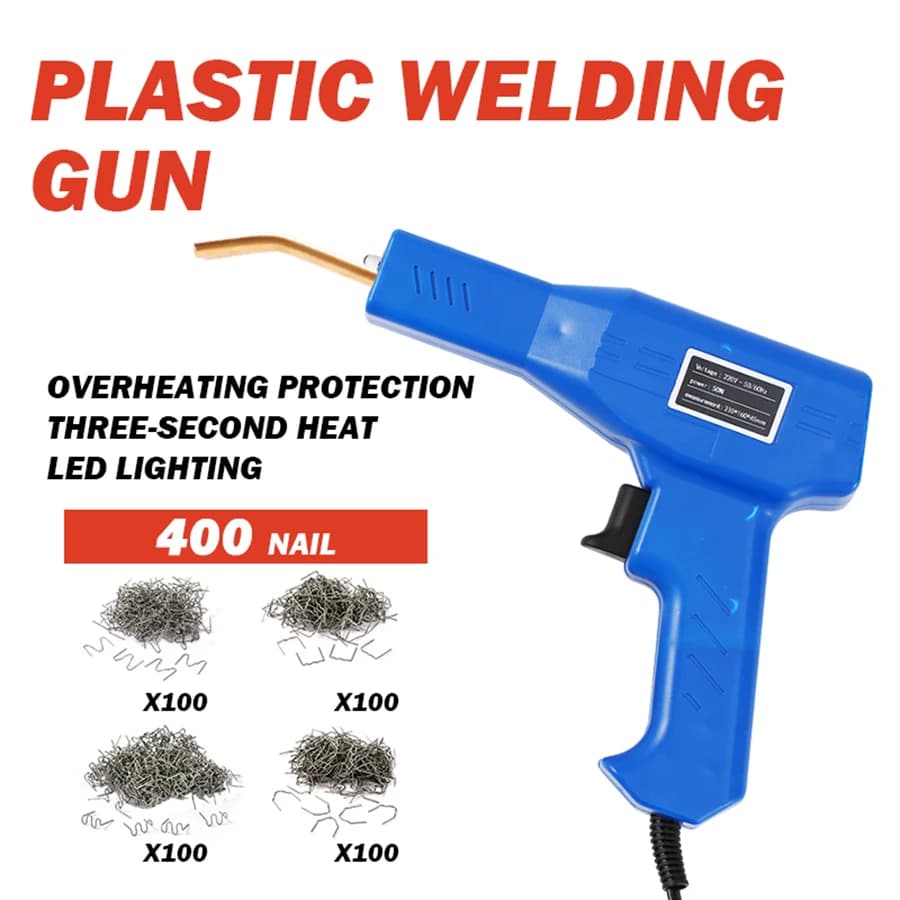 Pistola per saldatura con punti metallici in plastica Cucitrice termica Macchina per riparazione PVC Strumento di riparazione paraurti automatico per saldatura in plastica