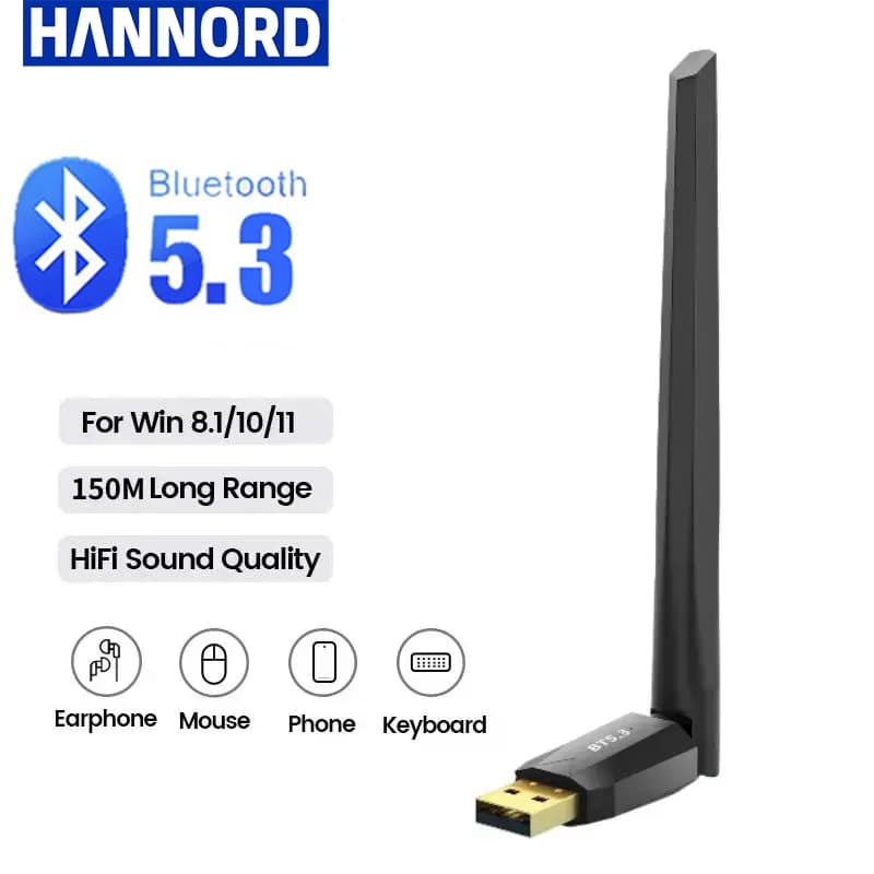 Adattatore ricevitore Bluetooth 5.3 Ricevitore audio wireless Trasmissione 20m 150m per altoparlante PC Mouse wireless Tastiera Dongle Bluetooth