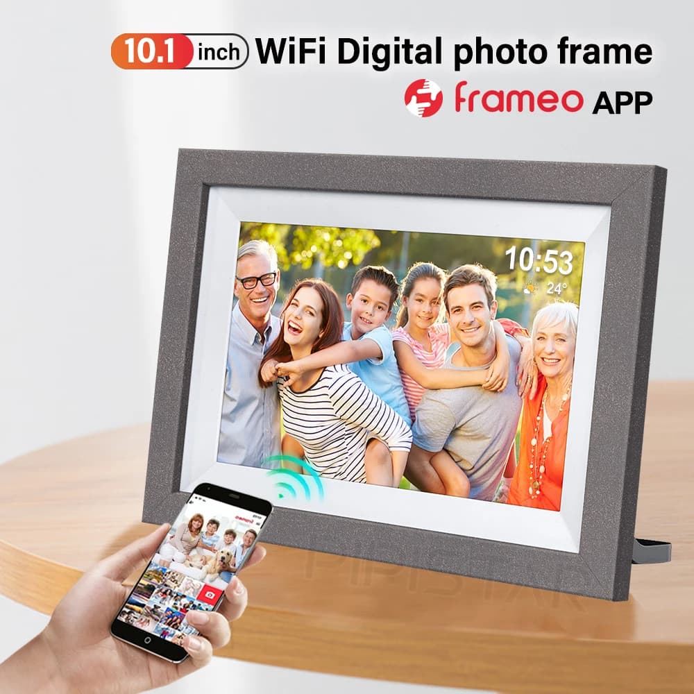 Cornice digitale WiFi Frameo da 10,1 pollici Cornice per foto touch screen 1280x800 HD IPS da 32 GB Condividi foto video tramite l'app Frameo