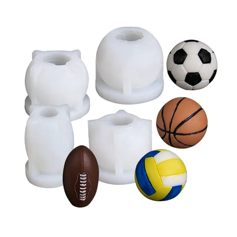 Stampo in Silicone per Pallacanestro, Calcio e Pallavolo, Riutilizzabile, Antiaderente, per Mousse, Cioccolato e Muffin Fatti a Mano