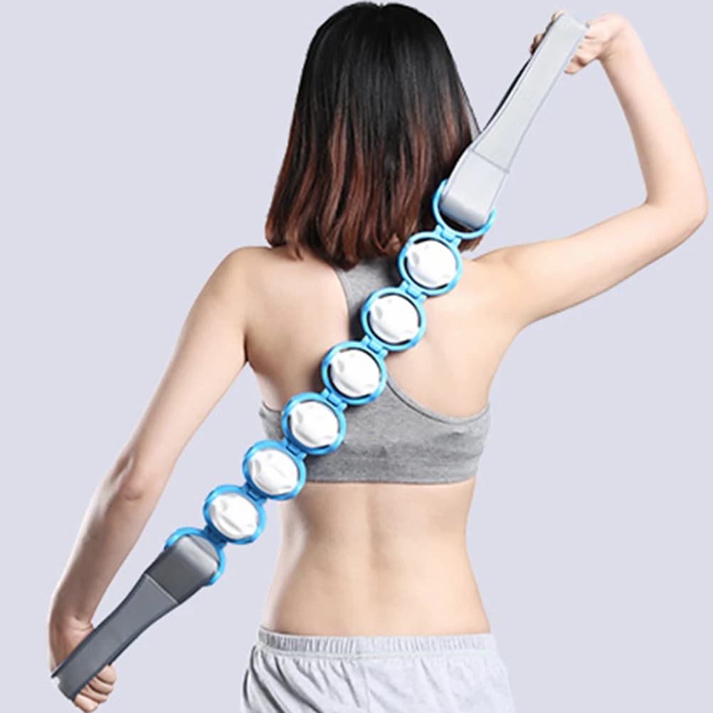 Long Body Massage Ring with Portable Roller Cord with upper and lower point knot for shoulder, back, neck, foot
