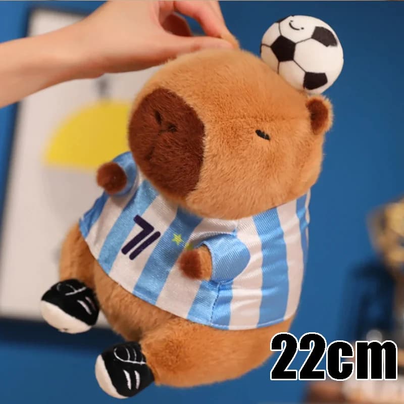 Peluche di Capibara Carino con Divisa da Calcio, Giocattolo Imbottito per Premi di Giornate Sportive Scolastiche, Adorabile Premio per Competizioni dei Bambini