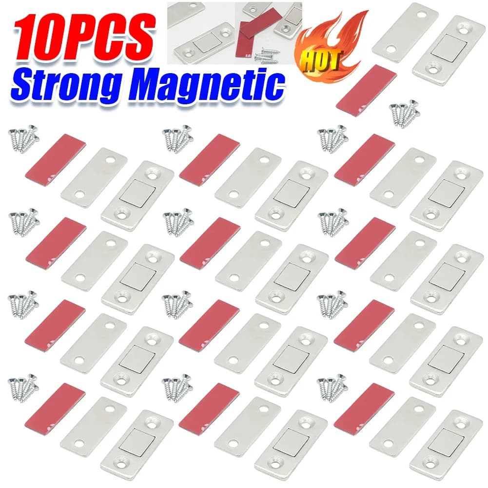 1-10 SET Chiusure Magnetiche per Armadietti, Ferma Porta Magnetico a L Nascosto, Accessori per Mobili