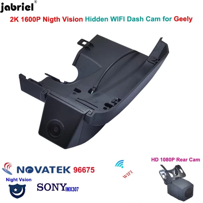 2K 1600P Auto Car DVR WiFi 24H Driving Recorder Dash Cam Front and rear camera for Geely Atlas Pro 2022 2023 2024