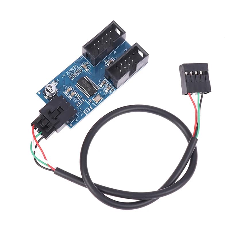 1Pc USB 9 Pin Interface Header Motherboard Extension Splitter 1 To 2 Cable Desktop USB2.0 HUB Connectors Adapter Port