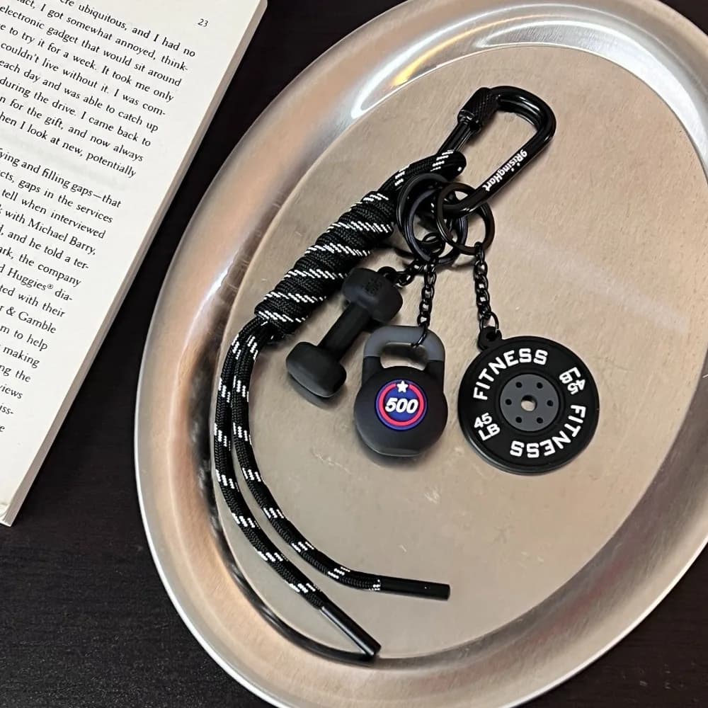 Mini Barbell Keychain Kettlebells Water Cups Simulation Manubri Keychain with D-shaped pendant