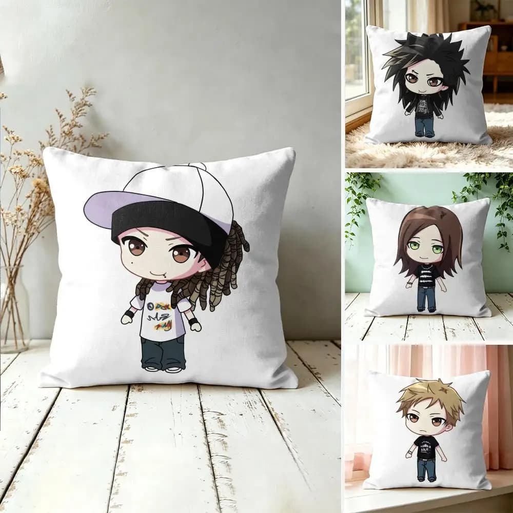 Rock T-Tokio Hotel Tom Kaulitz Cushion Cover Square Pillow Bedroom Sofa Leisure Comfort Living Room Home Decoration 40X40