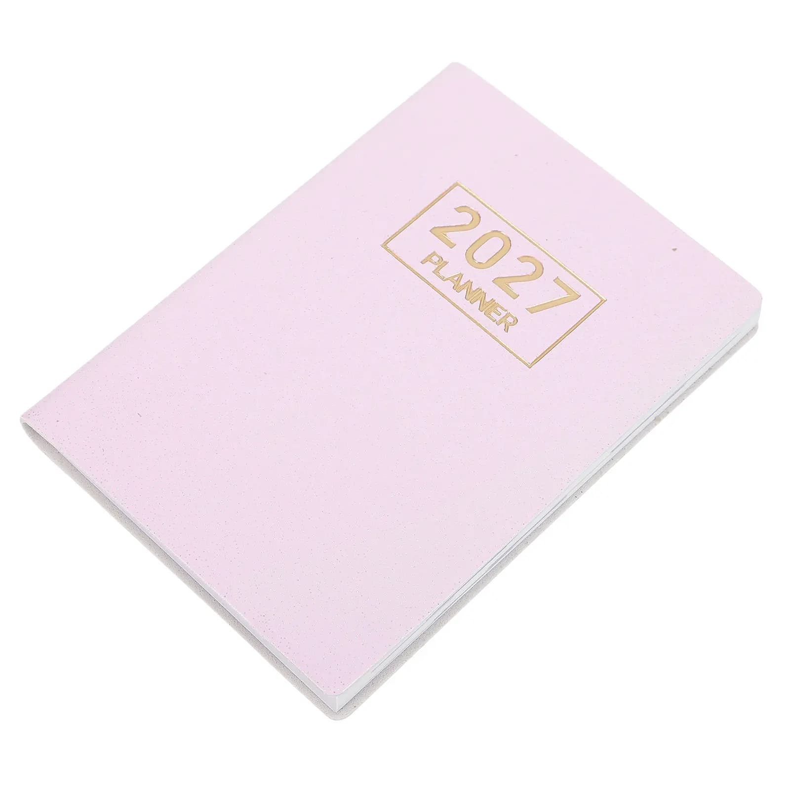 2027 A7 Pocket Planner PU Hardcover Daily Agenda Organizer Portable Calendar Notebook for Work Study Office