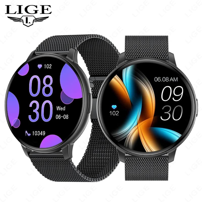 LIGE Smartwatch for Android iOS, Women's and Men's Gift, Sports and Fitness Watch, Cardiaca Frequency Monitoring, Waterproof, New
