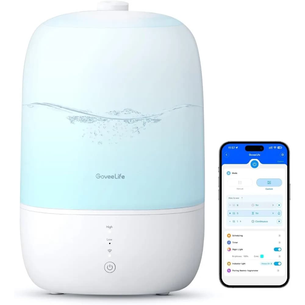 Umidificatore Smart WiFi 3L con Riempimento dall'Alto, Nebbia Fredda per Camera da Letto con Diffusore di Oli Essenziali, Compatibile con Alexa