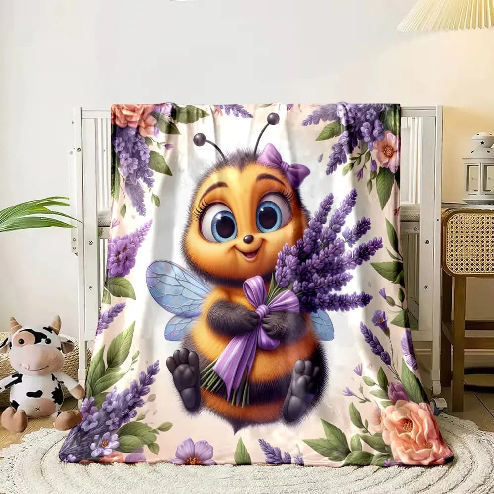 6 Stili di Coperte Calde con Stampe di Ape e Fiori, per Adulti e Bambini, Morbide e Confortevoli, Ideali per Casa, Viaggi e Auto, Regalo di Lusso