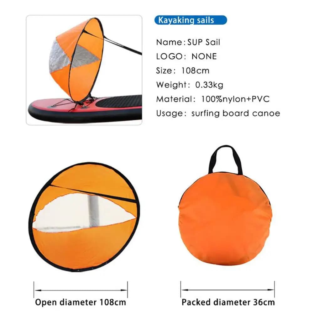 Vela da kayak pieghevole portatile con finestra trasparente per accessori Guinzaglio da paddle multifunzionale Scout Vela da vento a basso vento