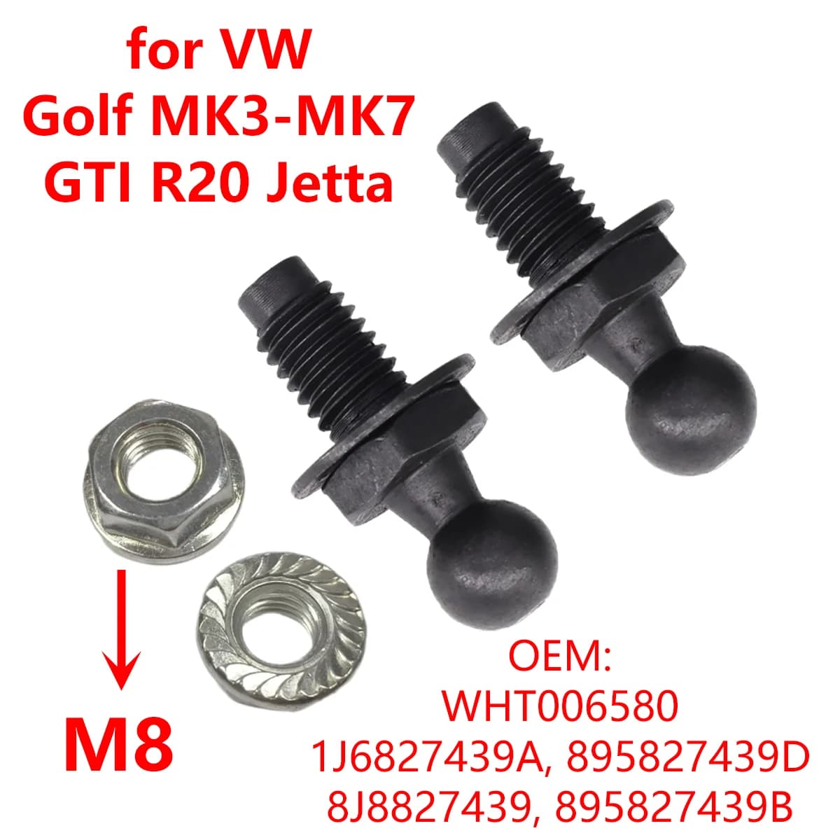 2 pz/4 pz 8mm cofano auto cappa portellone bagagliaio coperchio puntale a gas asta vite sfera perno perno WHT006580 per VW Golf Passat Jetta per sedile