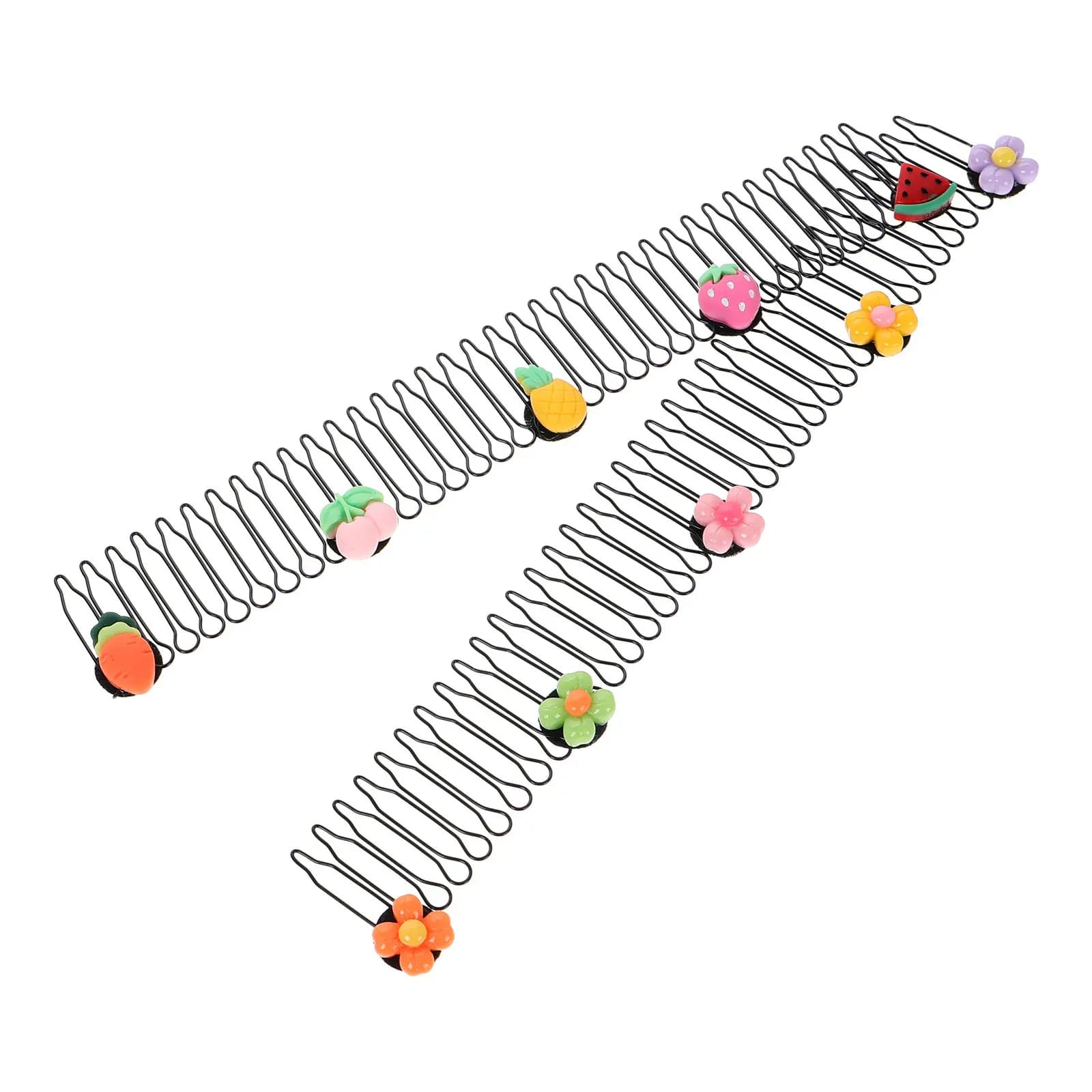 2Pcs Invisible Hair Clip Comb for Children Stray Hair Management Forehead Back Head Styling Cute Cartoon Flower Fruit Design
