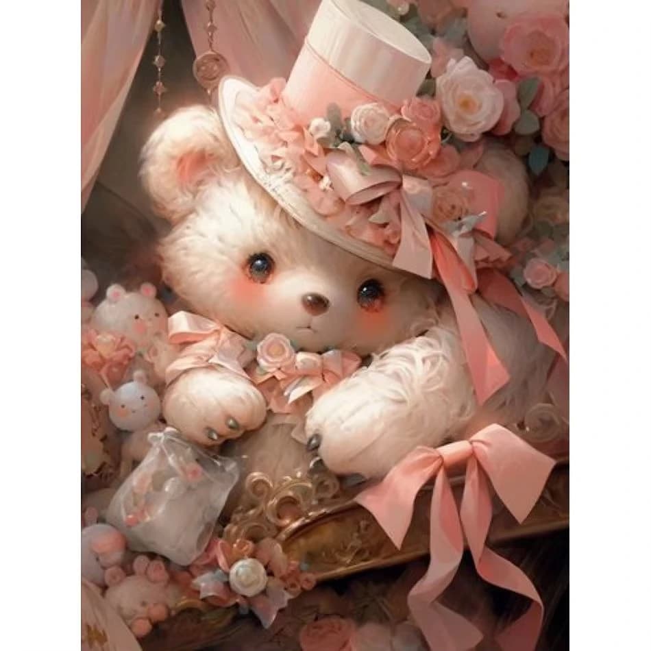 Diamond Painting Wall Pink Bear Decor Diamond Art Embroidery Animal Full Round Paint With Diamonds Diy Gift Rhinestone