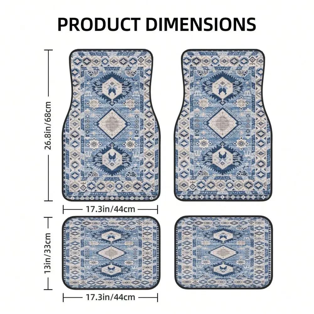 Antique Blue Kilim Rug 4Piece Set Of Car Floor Mats,Suitable For Carpets Of Various Vehicle Models,Auto Accessories For Truck S