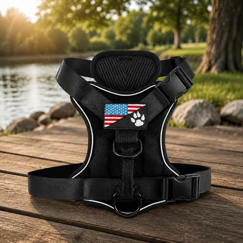 Breathable Mesh Dog Harness with Adjustable Straps, Soft Oxford Fabric, and 5 Reflective Safety Panels