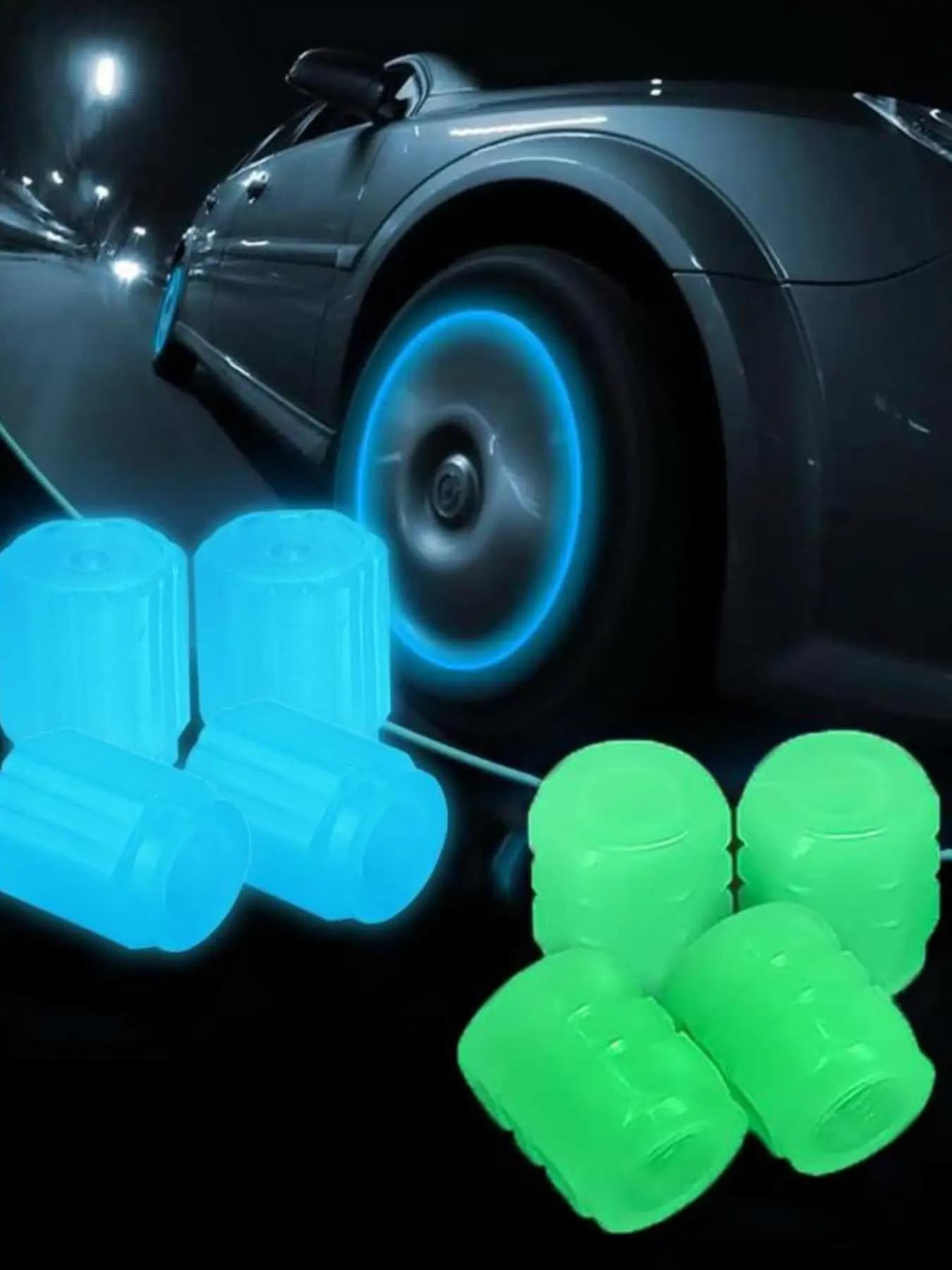 8 set di coprivalvole luminosi impermeabili per auto, bicicletta, moto, valvole per pneumatici sottovuoto