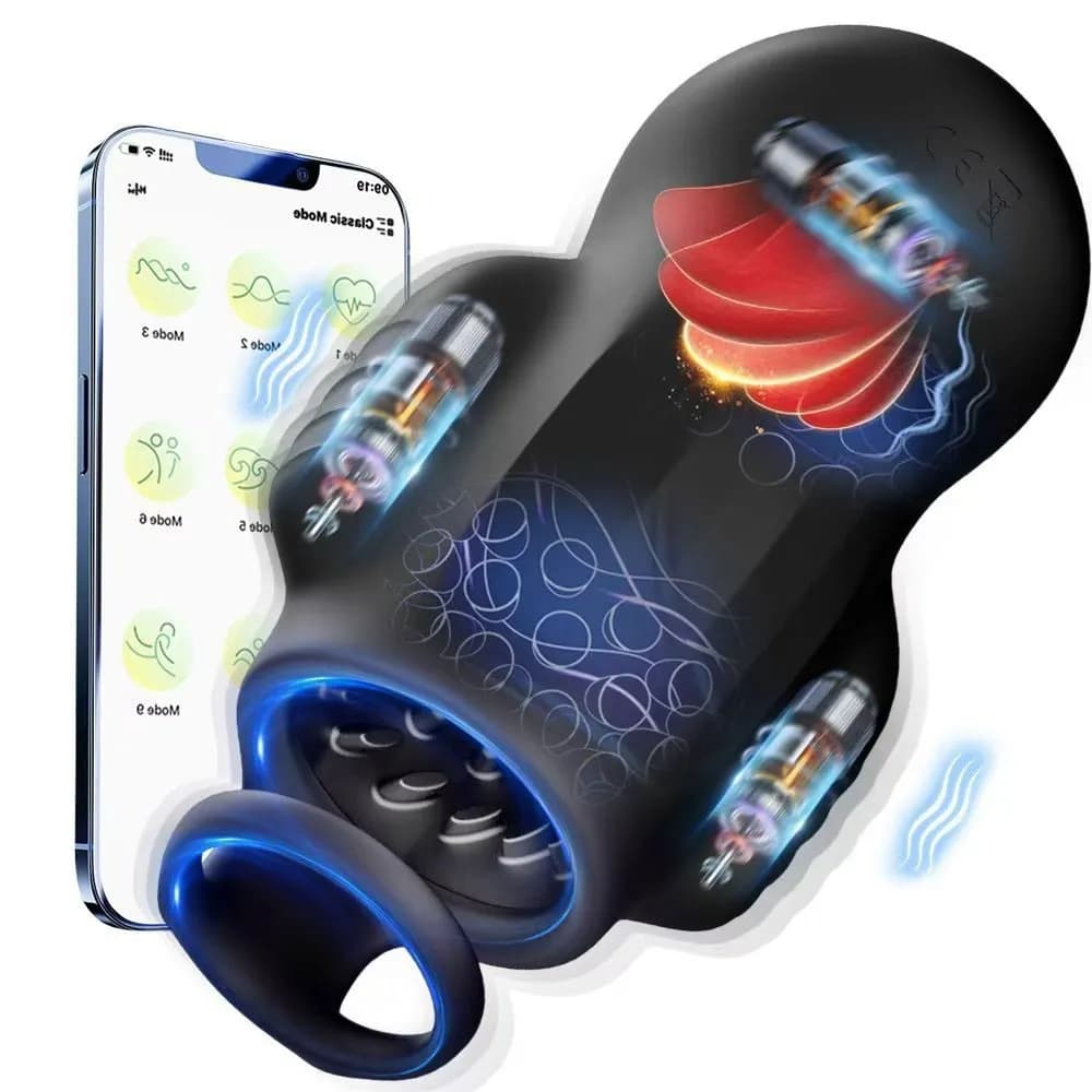 Masturbatore maschile Pennis Vibratore 10 Vibrante 3 motori Stroker con controllo app 360 ° Giocattolo sessuale avvolgente per addestramento per uomini