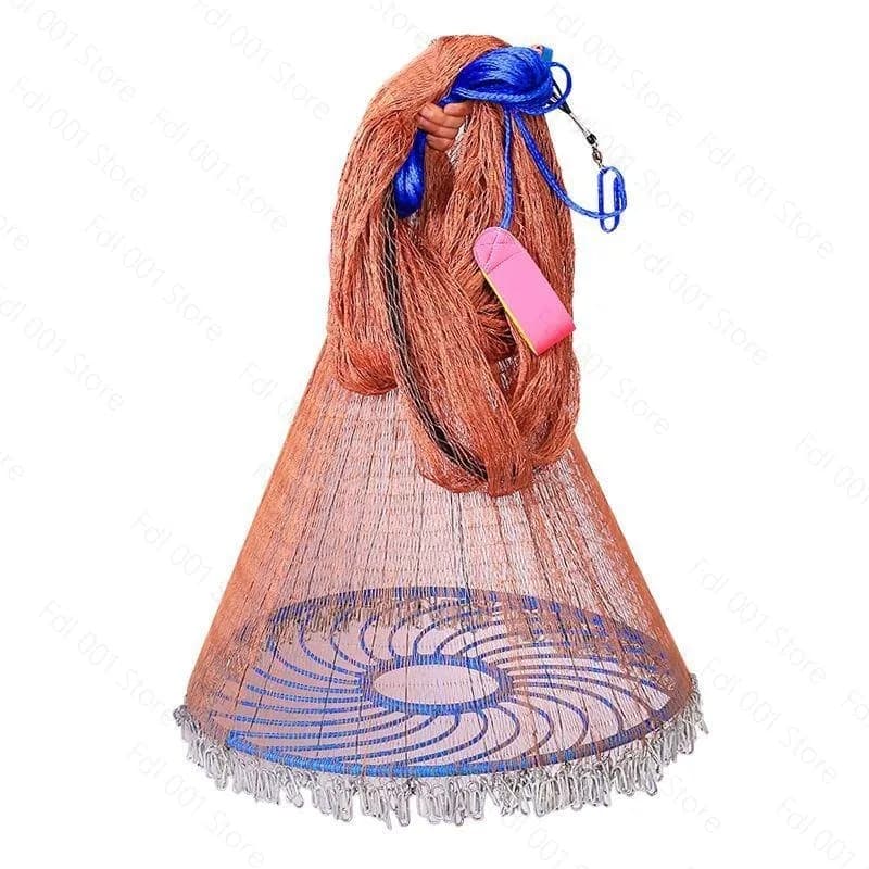 Fishing Net Upgraded Korean Small Mesh Hole Steel Chain Sinkers Hand Cast Net Easy Throw Fishing Net Fishing Tools