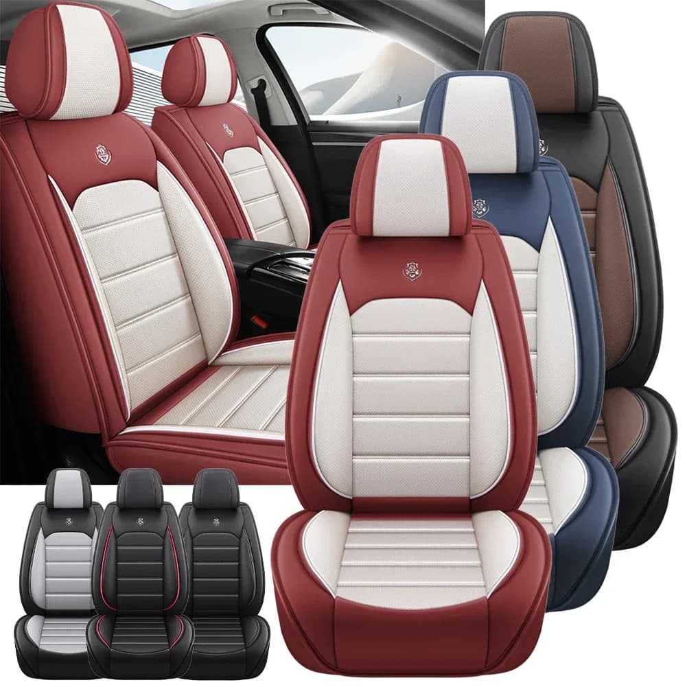 Car Seat Covers Complete Set Front Cover for Car Breathable Leather Car Seat Covers Full Seat Cover for Car Interior Accessories