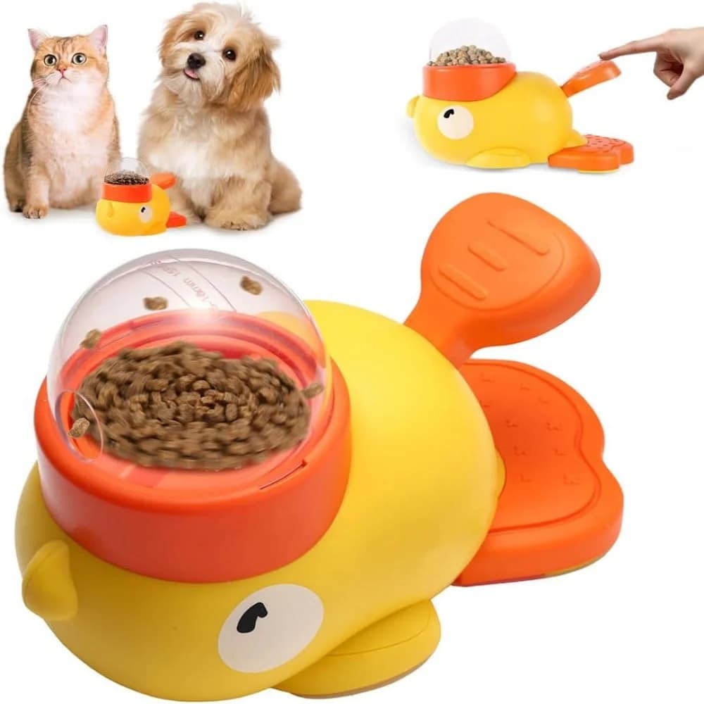 Ciotola 2-in-1 a forma di anatra per cani, dispenser lento di cibo e puzzle interattivo anti-ingozzamento per l'alimentazione sana