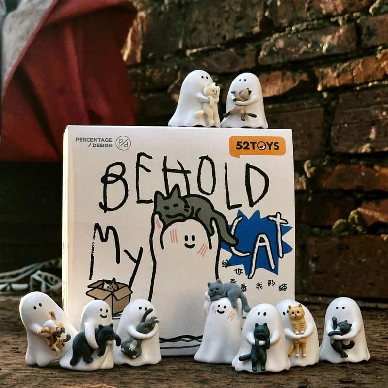 Behold My Cat Ghost Series Glow In The Dark Blind Box Kawaii Cute Ghost And Cat Figure Desktop Ornaments Decor Surprise Toy Gift