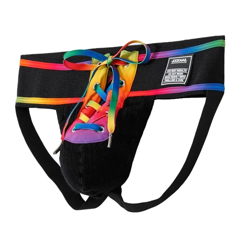 Open Front Men Jockstrap Briefs Athletic Supporter,3" Waistband Detachable Pouch Breathable Workout Sport Underwear Gay Thongs