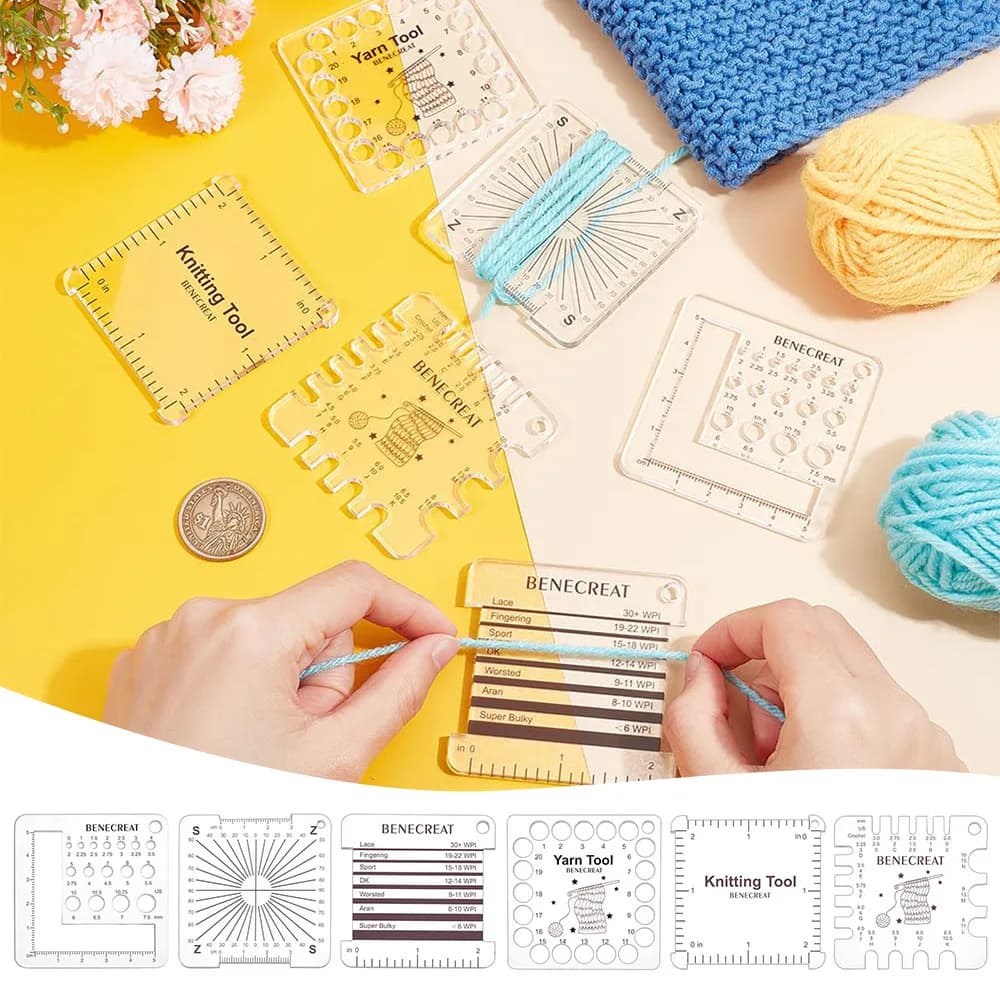 6 pz/set calibro per maglieria acrilico righelli misurazione del filato accessori per uncinetto fai da te artigianato per maglieria sartoriale