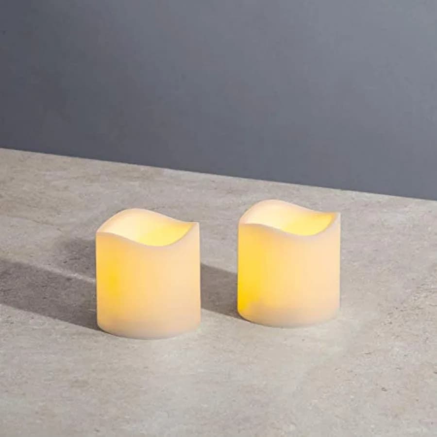 Outdoor Flameless Candles Waterproof, 2 Pack, 3x3 Ivory Pillar Candle, LED Candles with Flickering Flame, Remote and Timer Incl