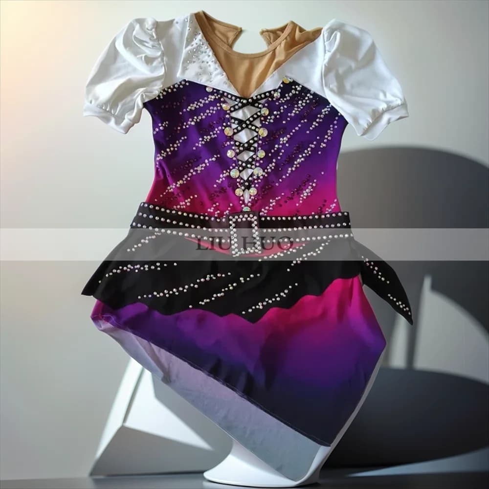 LIUHUO Danza sul Ghiaccio Pattinaggio di Figura Vestito Donna Ragazza Adulta Adolescente Personalizza Costume Concorso di Prestazioni Danza Body Multicolor