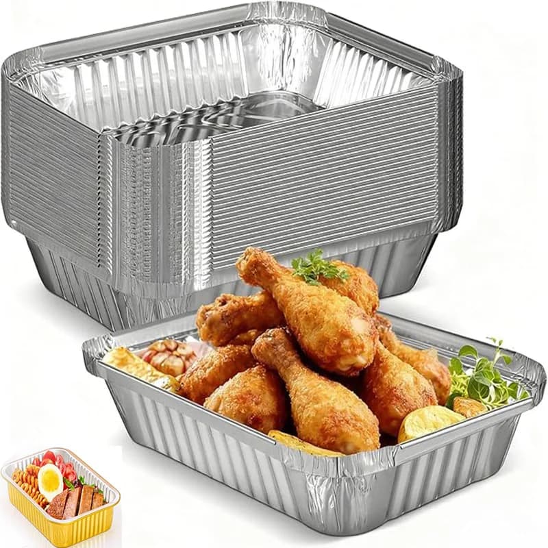 Teglie in Alluminio per Cottura, Contenitori per Alimenti Rinforzati, Vassoi per BBQ Antiaderenti, Scatole per Torte, Utensili da Cucina