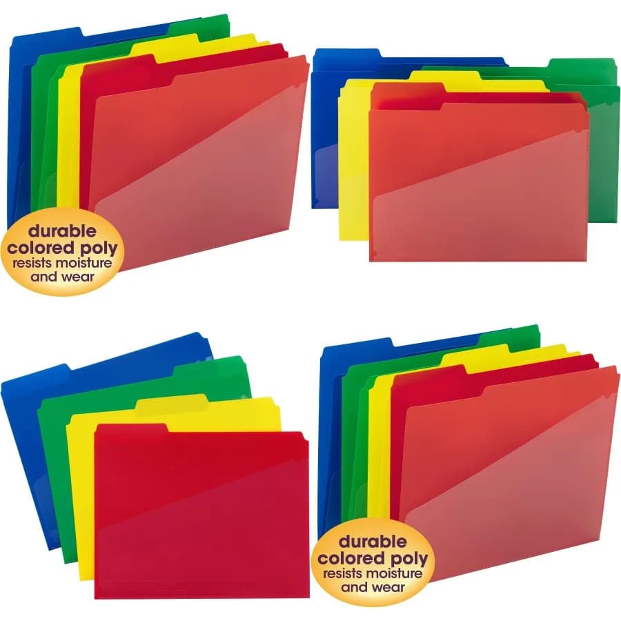 Cartelle di file Smead Poly con tasche Set di 12 cartelle di plastica per documenti Cartelle di file con linguette a 1/3 tagliate Dimensioni lettera Assortite Pri